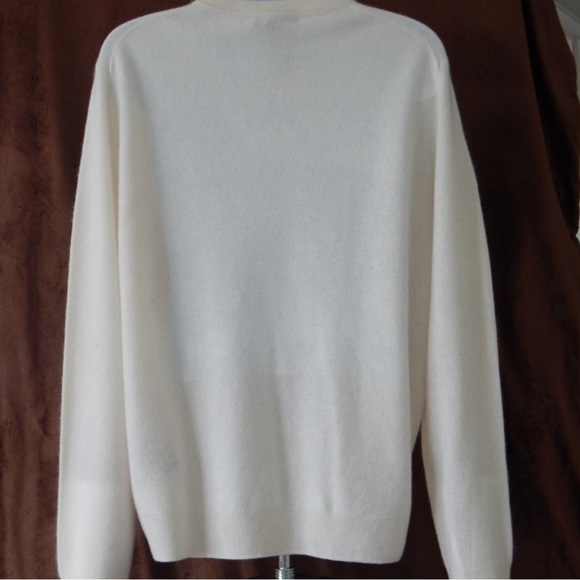 Men’s PAOLO MONDO Luxury 2-PLY Cashmere V-NECK Knit Off White Sweater XL - Picture 2 of 4